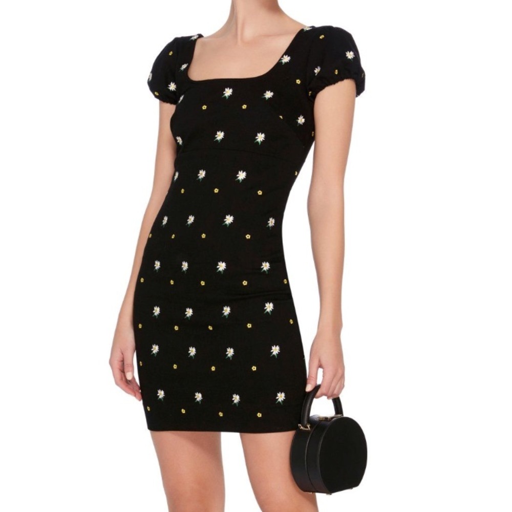 Miaou Maisie Cap Sleeve Dress - Black Floral